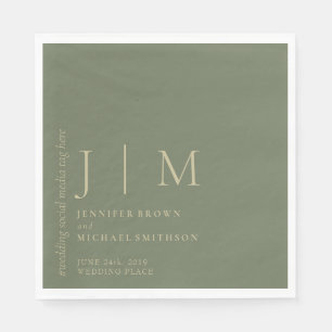 Sage and Gold Formal Simple Couple Wedding Napkin