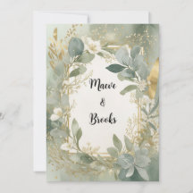 Sage and Gold Watercolor Invitation