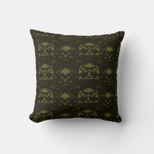 Sage and Hunter Green Cone Flower Pattern Throw Pillow
