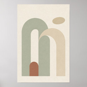 Sage and Ivory Overlapping Arches Abstract Poster
