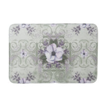 Sage and Lavender Vintage Floral Bath Mat