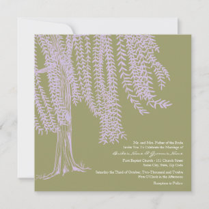 Sage and Lavender Willow Tree Wedding Invitation