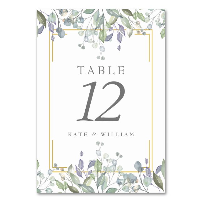 Sage and Lilac Floral Wedding Table Numbers (Front)