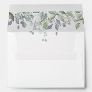 Sage and Lilac Greenery Watercolor  Return Address Envelope