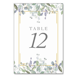 Sage and Lilac Watercolour Floral Table Numbers