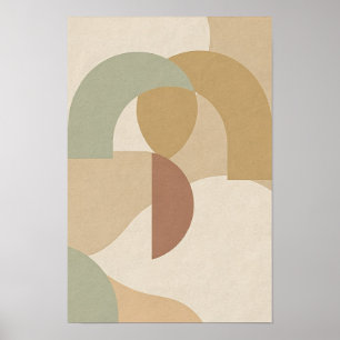 Sage and Ochre Interlocking Arcs Abstract Poster