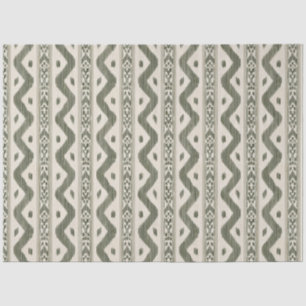 Sage and Olive Ikat, Cream Ground Tissue Paper