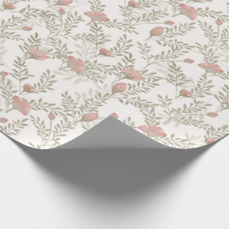 Sage and Rust Watercolor Floral Wrapping Paper