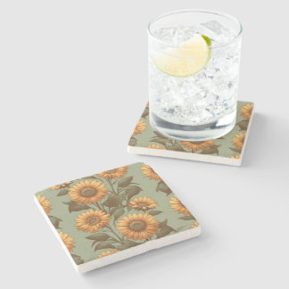 Sage and Sunflowers II Stone Coaster