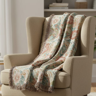 Sage and Terracotta Botanical Mindfulness Throw Blanket