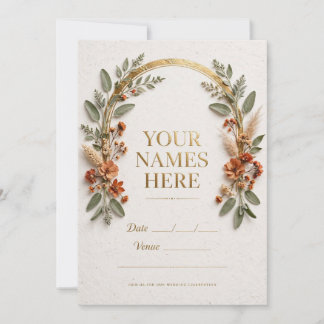 Sage and Terracotta Gold Arch Wedding Invitation –