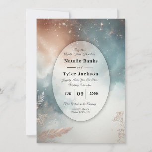 Sage and Terracotta Stardust Skies Wedding Invitation