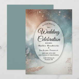 Sage and Terracotta Stardust Skies Wedding Invitation