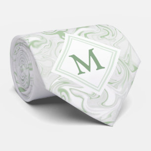 Sage and White Marble look with Diamond Monogram Tie