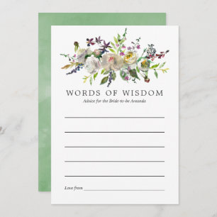Sage and White Watercolor Bridal Shower Advice Invitation