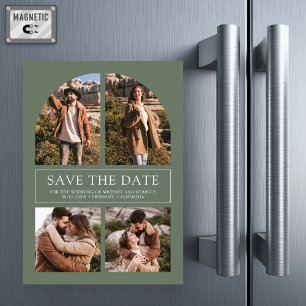 Sage Arch Photo Collage Wedding Save the Date Magnetic Invitation