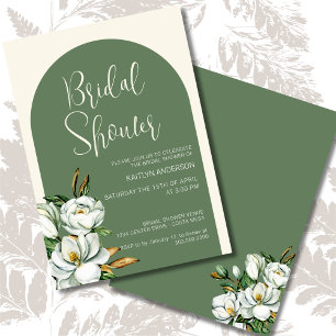 Sage Arch White Floral Bridal Shower Invitation