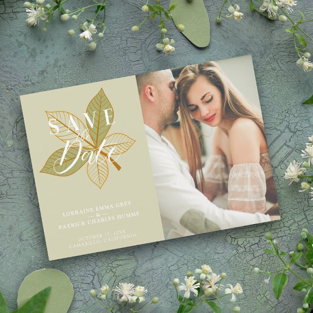 Sage Autumn Leaves Themed Wedding Custom Photo (Creator Uploaded)