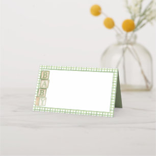 Sage Baby Blocks Blank Food & Favor Tent Cards