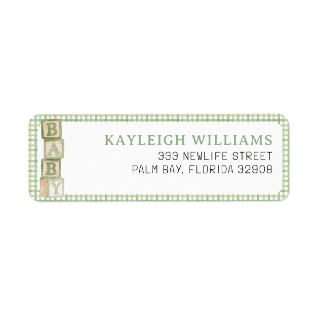 Sage Baby Blocks Return Address Label (Devant)