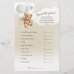 Sage Balloons Teddy Bear Guess The Price Game Flyer