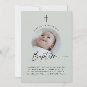 Sage Baptism Photo Thank You Card