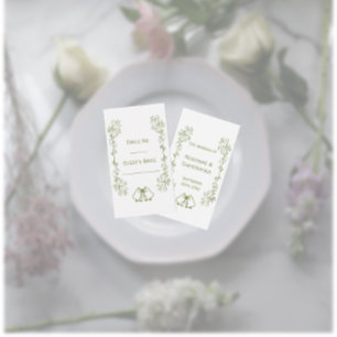 Sage Bells Scrollwork Design Wedding Place Card
