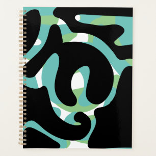 Sage Black Light Teal Modern Mess abstract art Planner