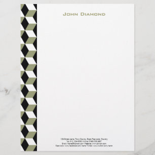 Sage Black & White 3D Cubes Pattern Letterhead