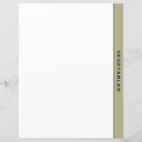 Sage Black & White Recipe Divider | Vegetables