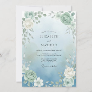 Sage Blossom Arch Wedding Invitation