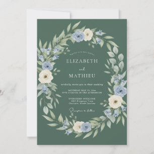 Sage Blossom Garland Wedding Invitation