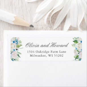 Sage Blue Floral Return Address Label
