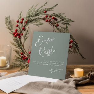 Sage blue/ green boho Baby Shower Diaper Raffle Poster