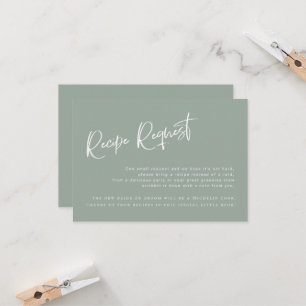 Sage Blue/Green Bridal Shower Recipe Request Card