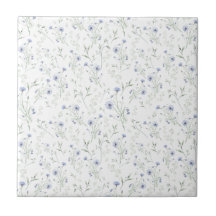 Sage Blue Watercolor Wildflower Floral Custom Name