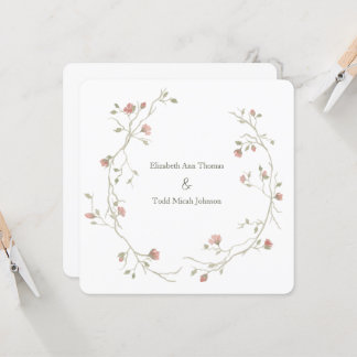 Sage & Blush Watercolor Square Wedding Invitation