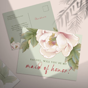 Sage & Blush Will You Be My Maid of Honor Proposal Postcard