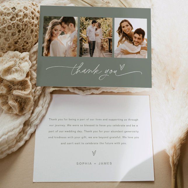SAGE Bohemian Photo Wedding Thank You Card (Creator Uploaded)