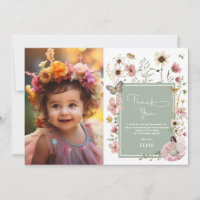 Sage Boho Fairy Wildflower Girl Birthday Photo