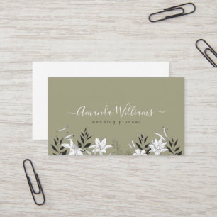 Sage Boho Floral Design Carte de visite