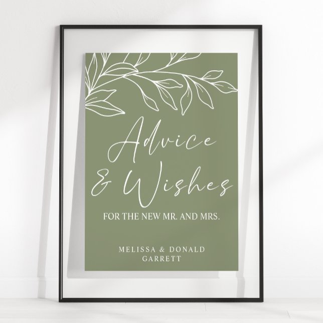 Sage Boho Flower Wedding Advice & Wishes Poster (Creator Uploaded)