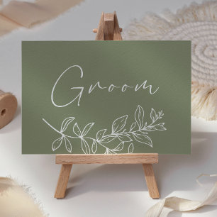 Sage Boho Flower Wedding Reserved Place Card