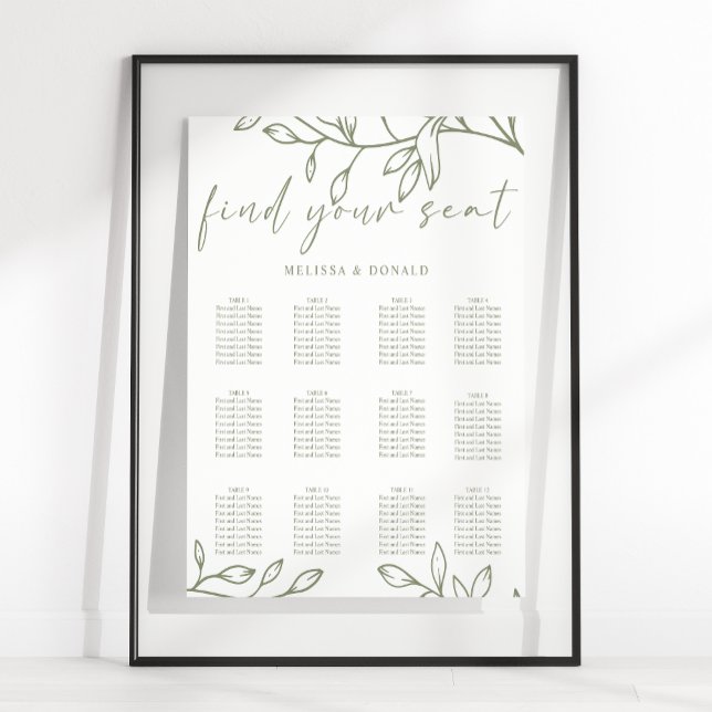 Sage Boho Flower Wedding Seating Chart (Creator Uploaded)