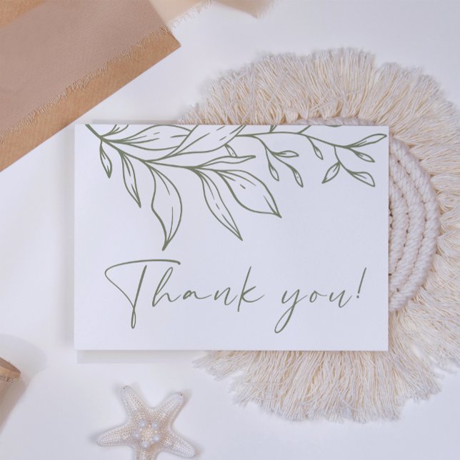 Sage Boho Flower Wedding Thank You Card (Creator Uploaded)