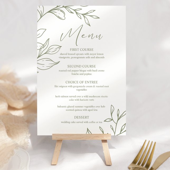 Sage Boho Flowers Boho Menu Mariage Boho (Créateur téléchargé)