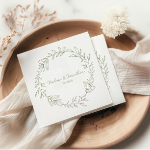 Sage Boho Flowers Boho Romantic Wedding Napkin