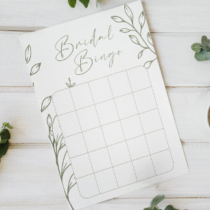 Sage Boho Flowers Bridal Shower Bingo Game
