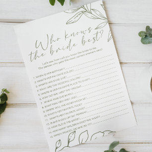 Sage Boho Flowers Game Who Knows Bride Best Flyer