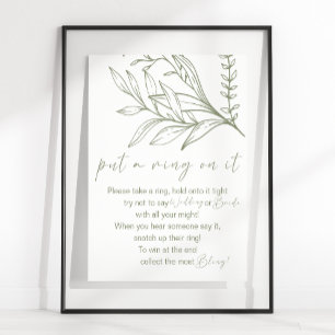 Sage Boho Flowers Put A Ring On It Game Poster
